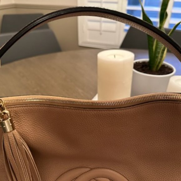 GUCCI Pebbled Calfskin Large Soho Hobo Beige - Picture 7 of 9